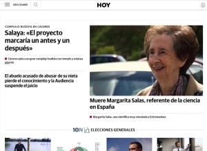 How hoy.es looks like on a tablet such as an iPad.