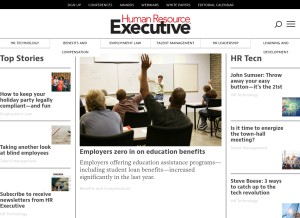 How hreonline.com looks like on a tablet such as an iPad.