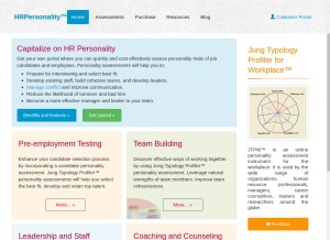 How hrpersonality.com looks like on a tablet such as an iPad.