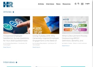How hrtechnologist.com looks like on a tablet such as an iPad.