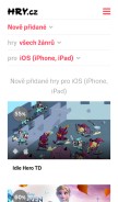 How hry.cz looks like on a mobile device such as an iPhone.