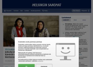 How hs.fi looks like on a tablet such as an iPad.