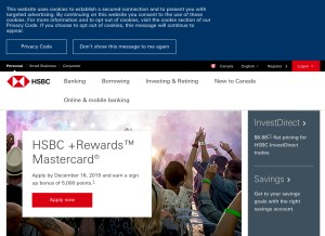 How hsbc.ca looks like on a tablet such as an iPad.