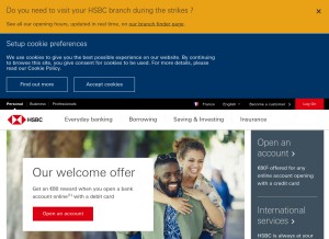 How hsbc.fr looks like on a tablet such as an iPad.