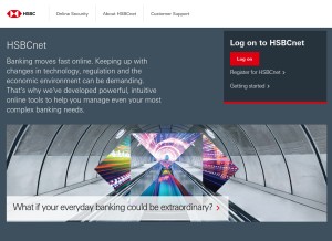 How hsbcnet.com looks like on a tablet such as an iPad.