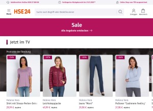 How hse24.de looks like on a tablet such as an iPad.