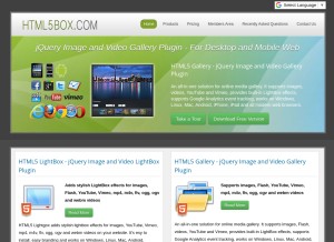 How html5box.com looks like on a tablet such as an iPad.