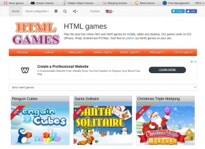 How htmlgames.com looks like on a tablet such as an iPad.
