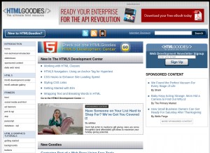 How htmlgoodies.com looks like on a tablet such as an iPad.