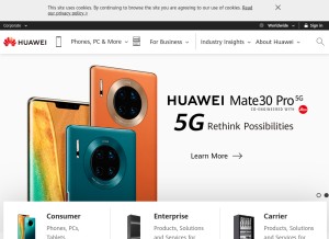 How huawei.com looks like on a tablet such as an iPad.