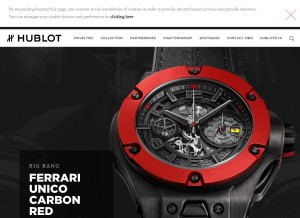 How hublot.com looks like on a tablet such as an iPad.