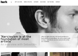How huckmag.com looks like on a tablet such as an iPad.
