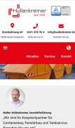 How huellenkremer.de looks like on a mobile device such as an iPhone.