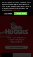How huggies.com looks like on a mobile device such as an iPhone.