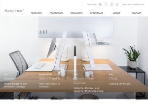 How humanscale.com looks like on a tablet such as an iPad.