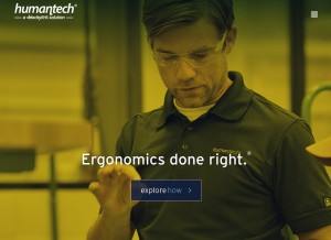 How humantech.com looks like on a tablet such as an iPad.