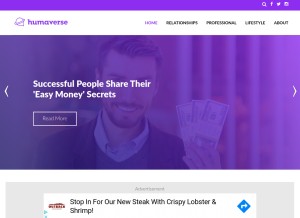 How humaverse.com looks like on a tablet such as an iPad.