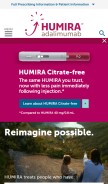 How humira.com looks like on a mobile device such as an iPhone.