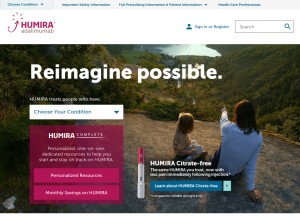 How humira.com looks like on a tablet such as an iPad.