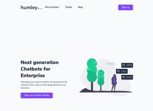 How humley.com looks like on a tablet such as an iPad.