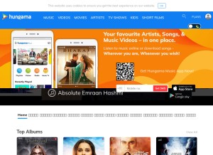How hungama.com looks like on a tablet such as an iPad.