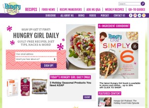 How hungry-girl.com looks like on a tablet such as an iPad.