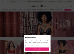 How hunkemoller.de looks like on a tablet such as an iPad.