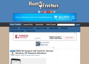 How hunt4freebies.com looks like on a tablet such as an iPad.