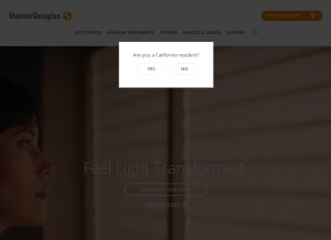 How hunterdouglas.com looks like on a tablet such as an iPad.