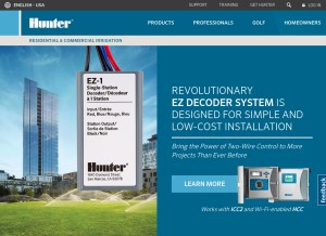 How hunterindustries.com looks like on a tablet such as an iPad.