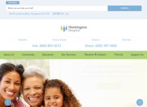 How huntingtonhospital.org looks like on a tablet such as an iPad.