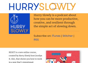 How hurryslowly.co looks like on a tablet such as an iPad.