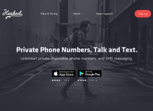 How hushed.com looks like on a tablet such as an iPad.