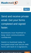 How hushmail.com looks like on a mobile device such as an iPhone.