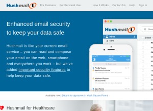 How hushmail.com looks like on a tablet such as an iPad.