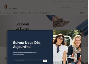 How hushpuppies.com looks like on a tablet such as an iPad.