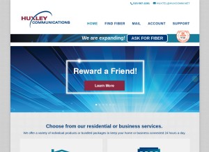 How huxcomm.net looks like on a tablet such as an iPad.