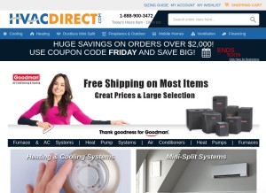How hvacdirect.com looks like on a tablet such as an iPad.