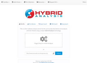 How hybrid-analysis.com looks like on a tablet such as an iPad.