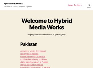 How hybridmediaworks.net looks like on a tablet such as an iPad.
