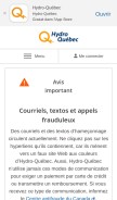 How hydroquebec.com looks like on a mobile device such as an iPhone.