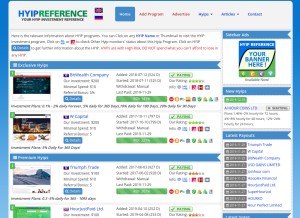 How hyipreference.com looks like on a tablet such as an iPad.