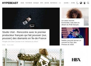 How hypebeast.com looks like on a tablet such as an iPad.