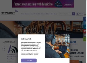 How hypebot.com looks like on a tablet such as an iPad.
