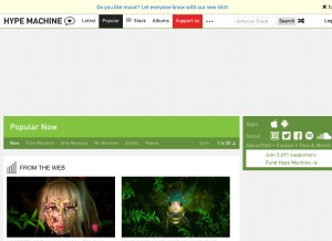 How hypem.com looks like on a tablet such as an iPad.