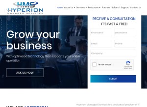 How hyperionms.com looks like on a tablet such as an iPad.