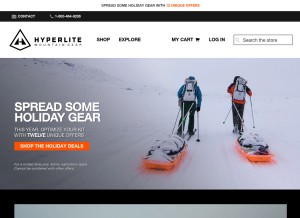 How hyperlitemountaingear.com looks like on a tablet such as an iPad.