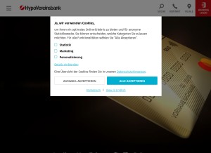 How hypovereinsbank.de looks like on a tablet such as an iPad.