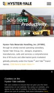 How hyster-yale.com looks like on a mobile device such as an iPhone.