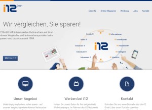 How i12.de looks like on a tablet such as an iPad.